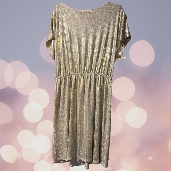 ESPRESSO | 3X | Gold Faux Wrap Cocktail Party Dress NWT - Picture 3 of 5